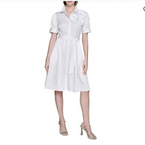 NWT Karl Lagerfeld Flower Corsage White Midi Dress